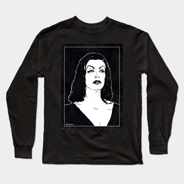 VAMPIRA - Plan 9 From Outer Space (Black and White) Long Sleeve T-Shirt by Famous Weirdos